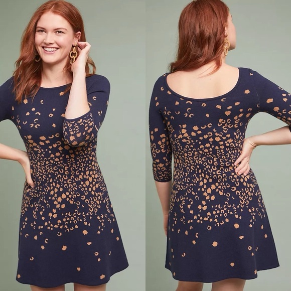 Anthropologie Maeve Leopard Sweater Dress - Picture 1 of 13